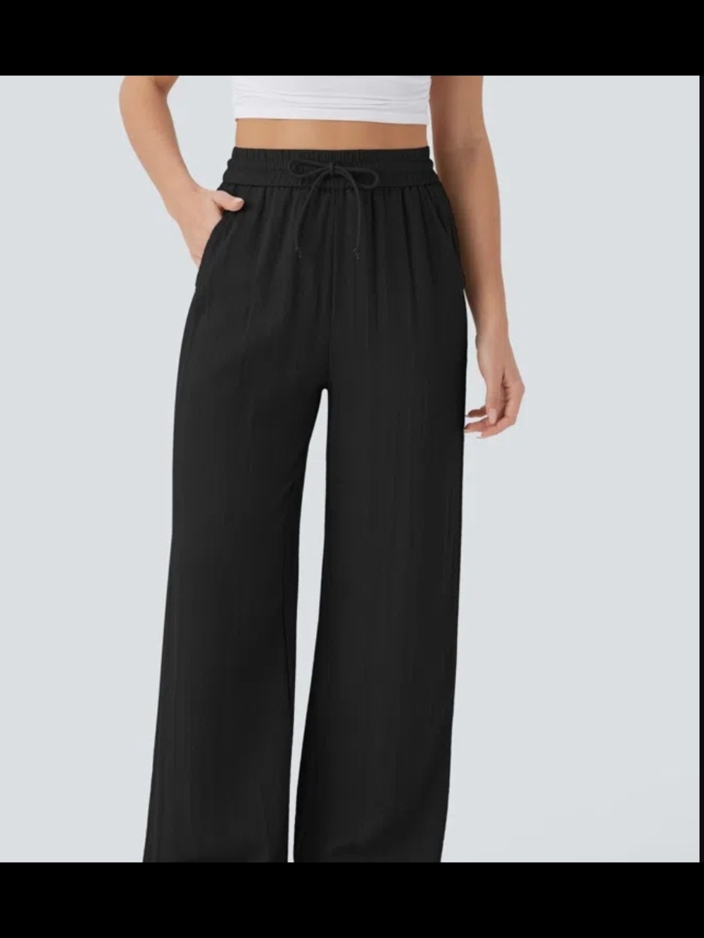 Size XL Tall HALARA Black Wide Leg Drawstring Pants - Picture 2 of 6